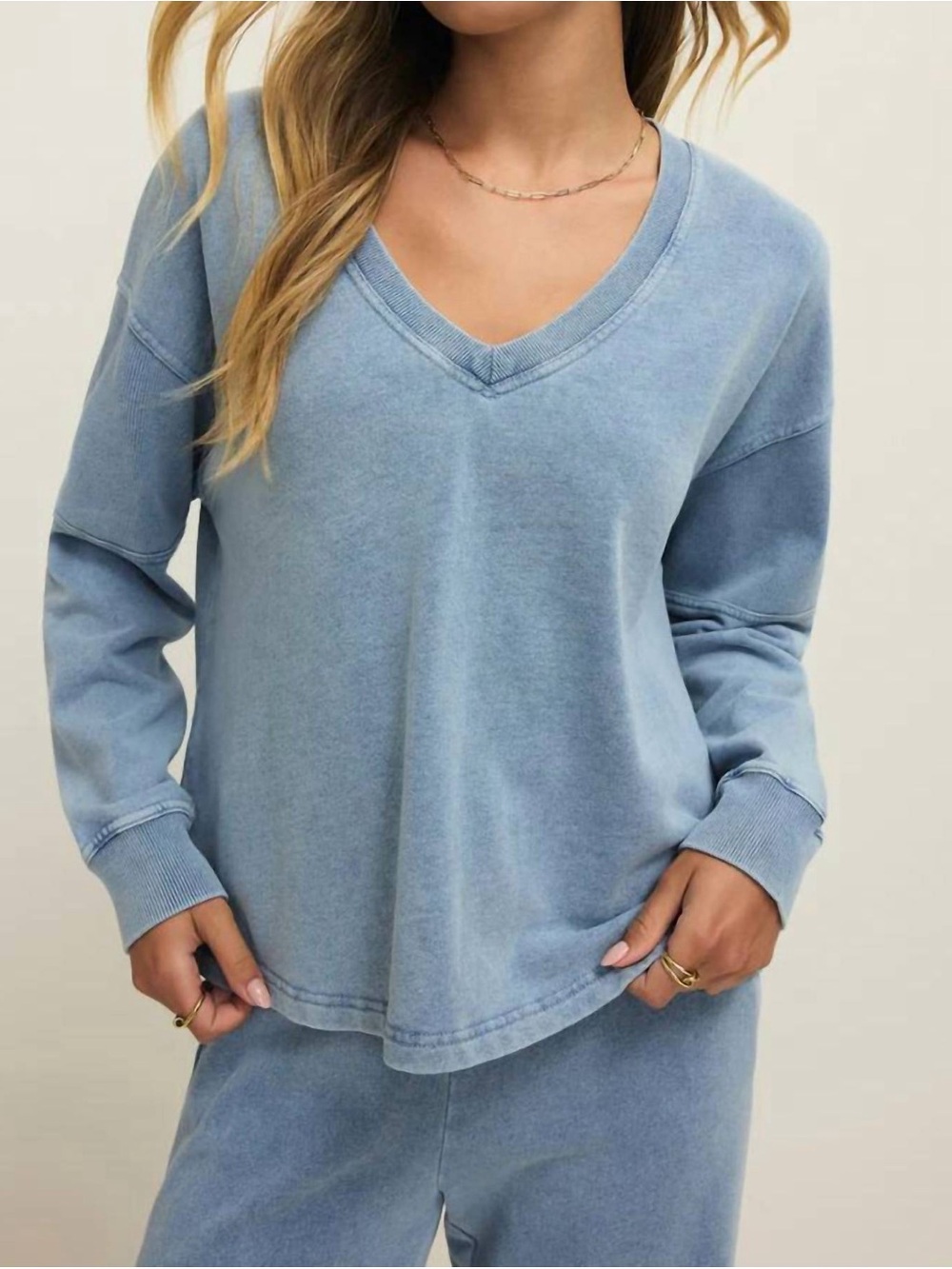 Z Supply Delphine Sweatshirt - Light Denim Wash